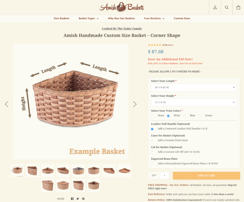 Custom Corner Baskets