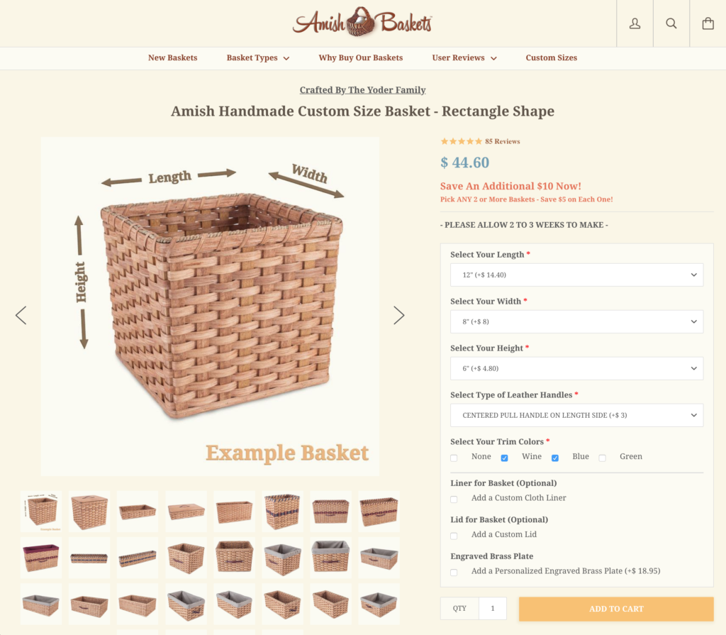Custom Rectangle Baskets