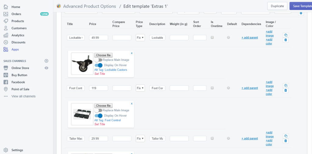 Cosmetronic Global Ltd - Shopify product options 1